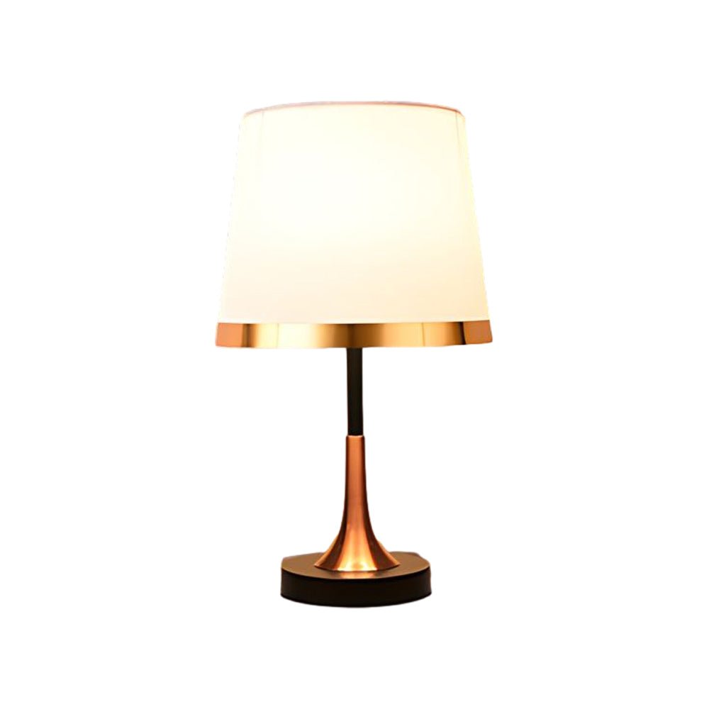 Modern Gold and White Fabric Table Lamp in Iron Base for Living Room