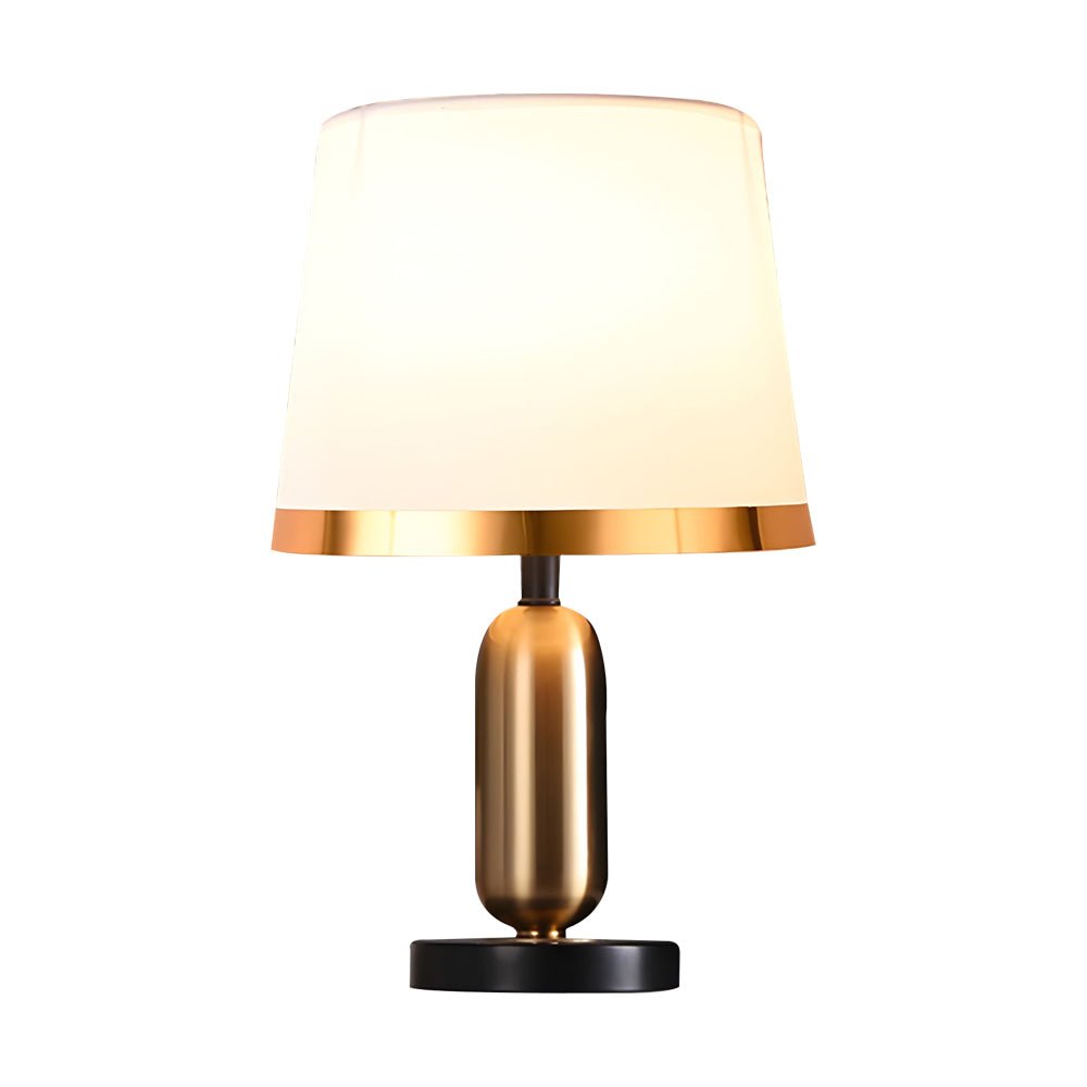 Modern Gold and White Fabric Table Lamp in Iron Base for Living Room