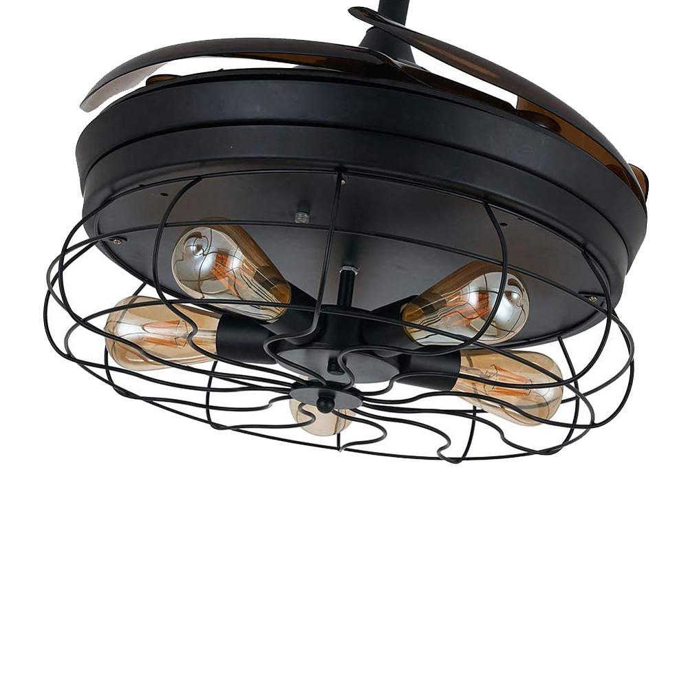 Rustic 3-Blade Retractable Ceiling Fan with Light for Farmhouse Decor