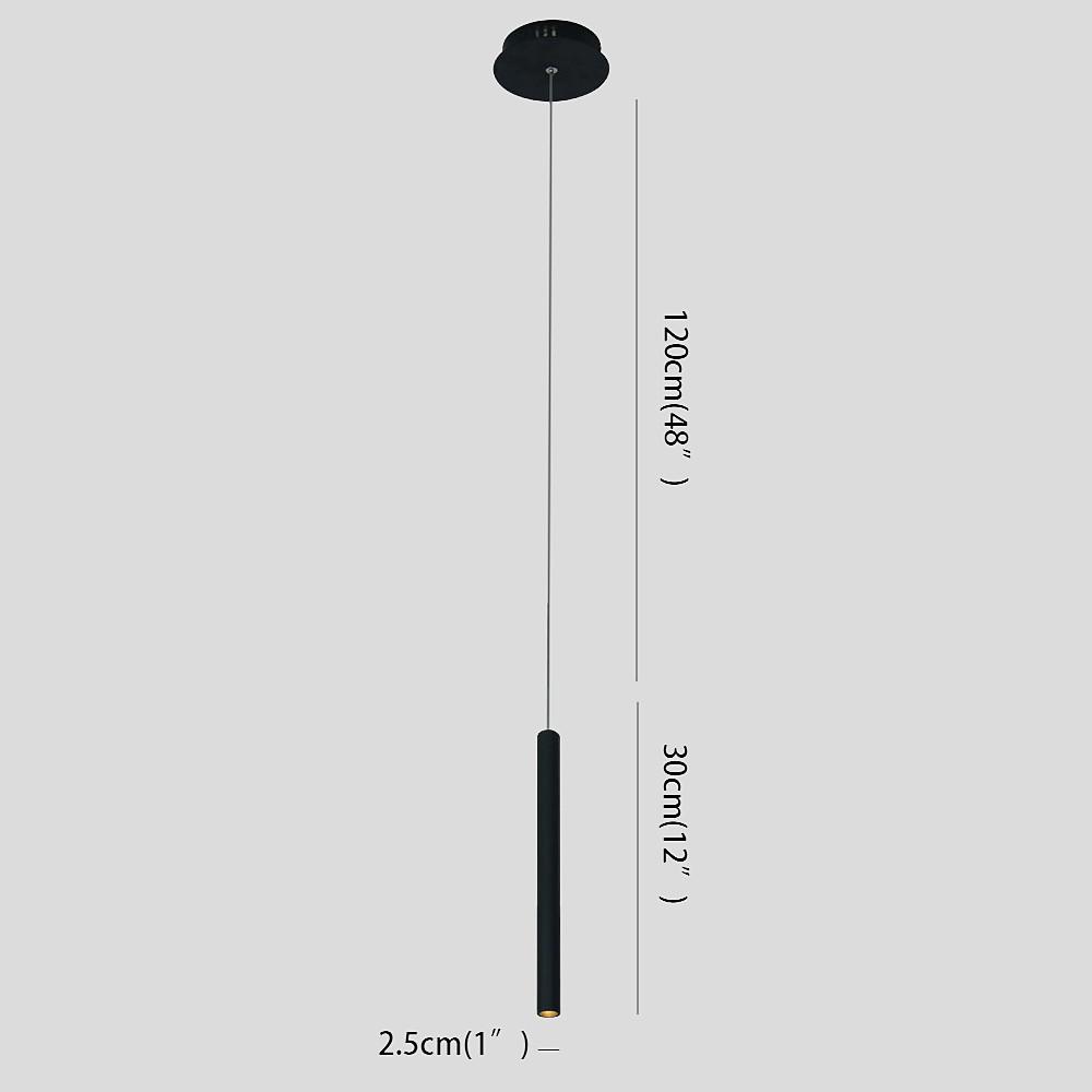 Sleek Silver Mini Elongated Cylinder LED Pendant Light for Kitchen Island
