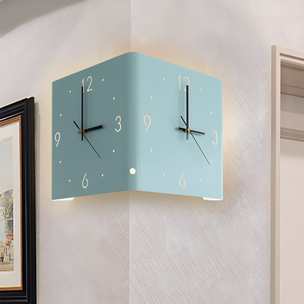 Modern Backlit Square Metal Wall Clock Lamp for Home Office Decor