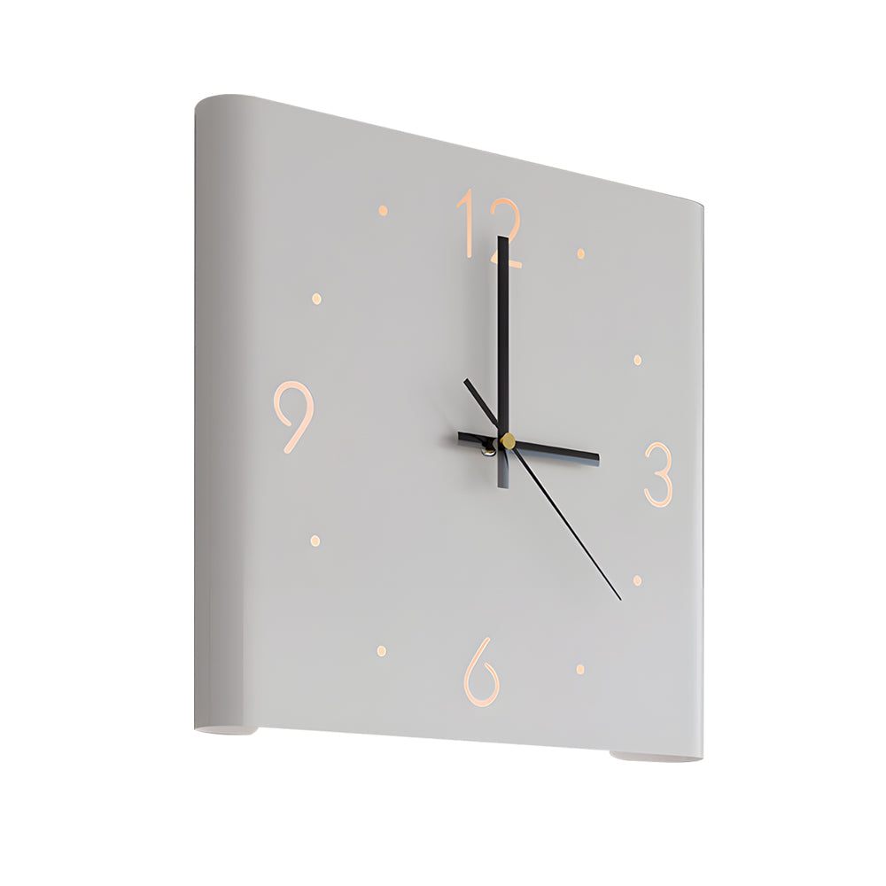 Modern Backlit Square Metal Wall Clock Lamp for Home Office Decor