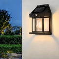 Modern Black Wall Mount Solar Lantern with Tungsten Bulb & Motion Sensor