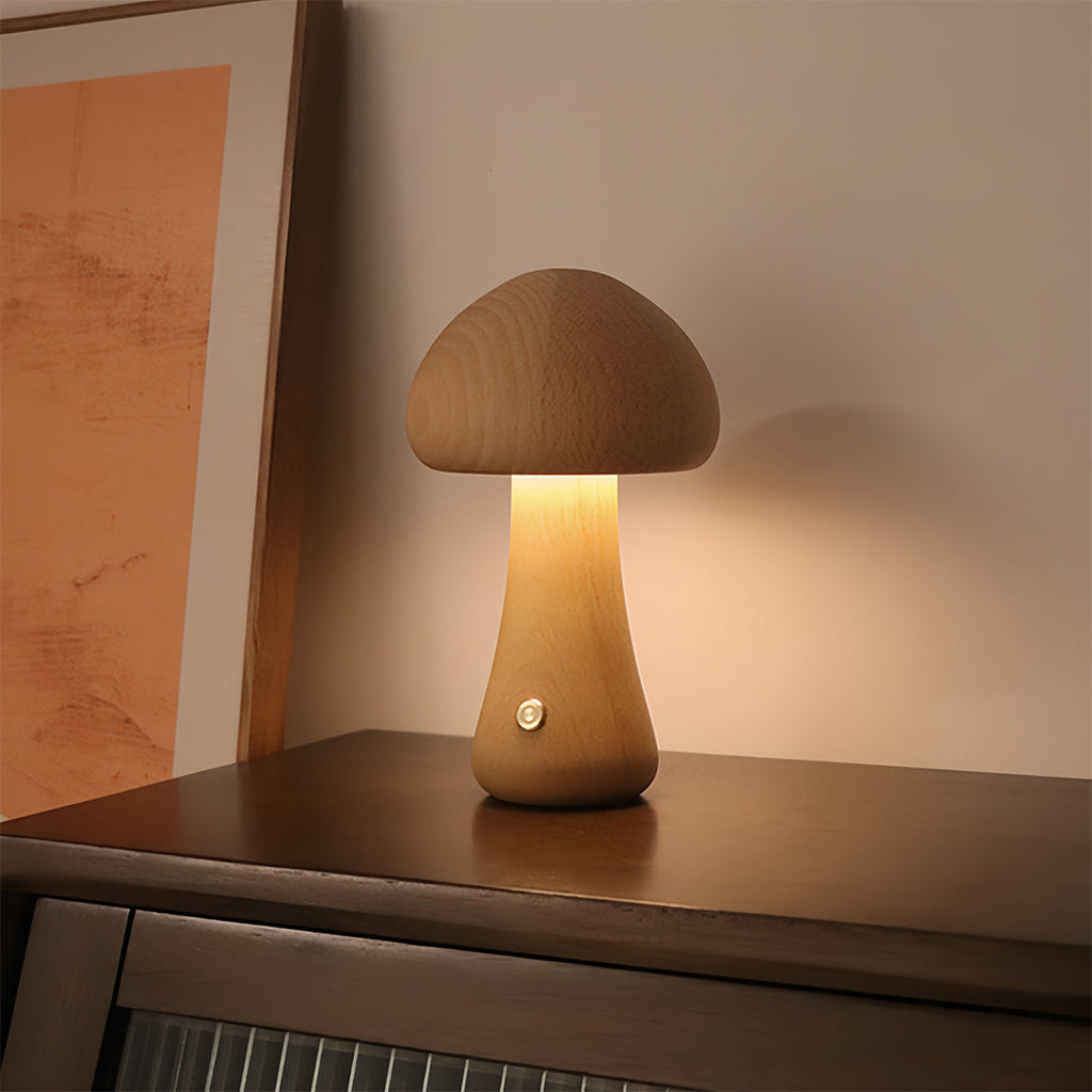 Elegant White Mushroom LED Table Lamp for Bedroom or Living Room Decor