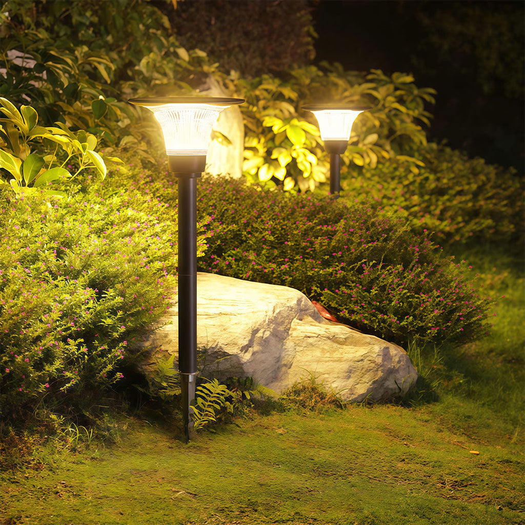 Elegant Black Solar-Powered Pathway Lights for Outdoor Garden Lighting