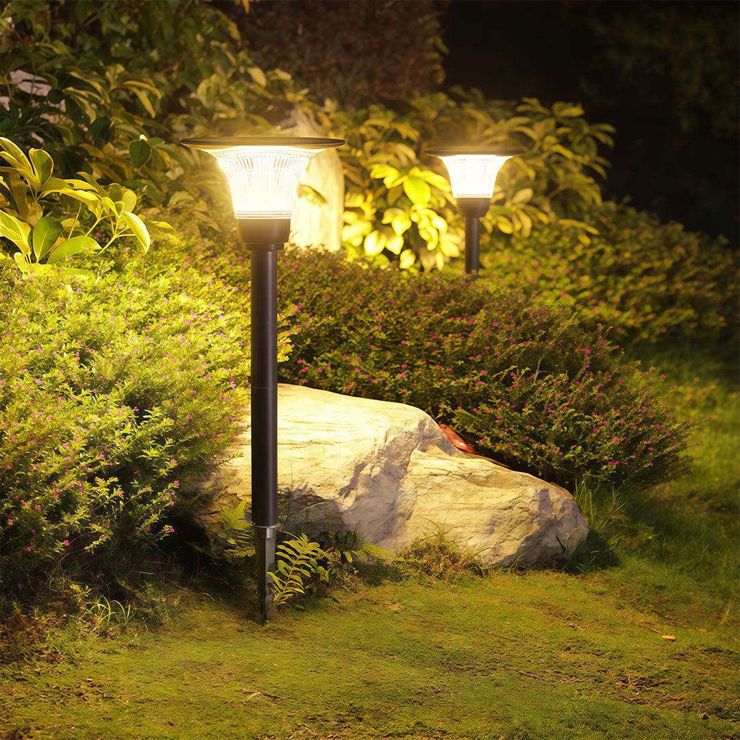 Elegant Black Solar-Powered Pathway Lights for Outdoor Garden Lighting