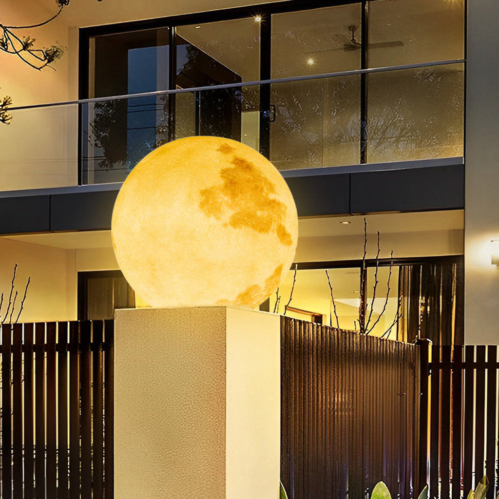 Elegant Moon-Shaped Outdoor Stone Pillar Light for Garden Pathway Decor