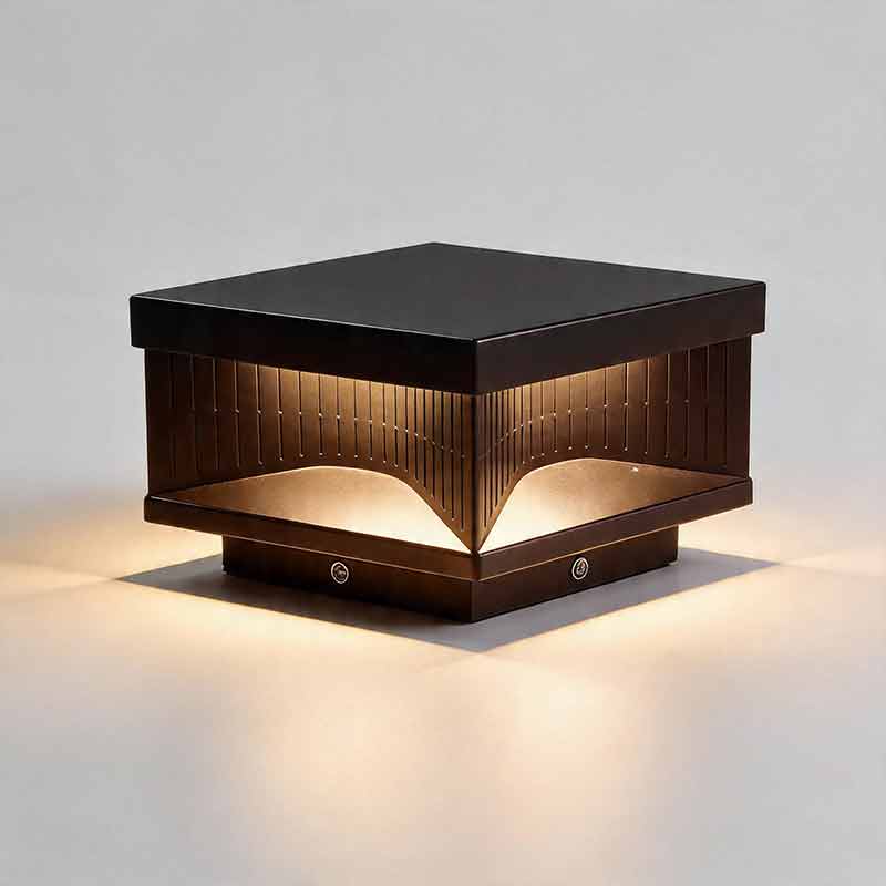 Modern Square LED Outdoor Pillar Light Fixture - Stylish Stripe Design