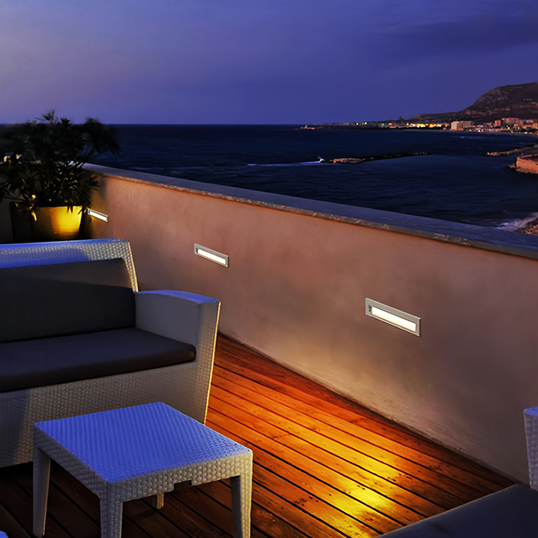 Modern Minimalist Embedded LED Step Lights for Outdoor Stairs – Black Finish
