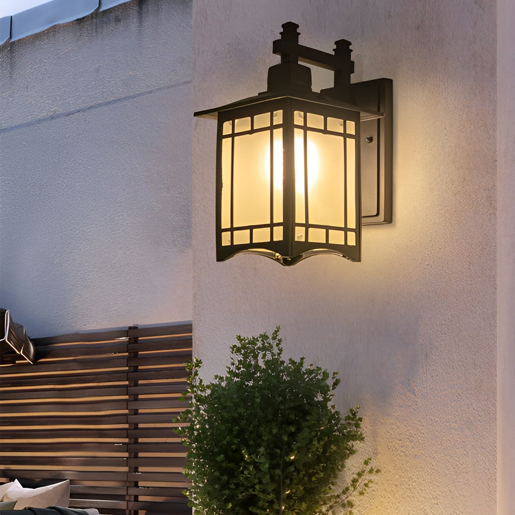 Vintage Industrial LED Lantern Wall Sconce in Die-Cast Aluminum for Entryway