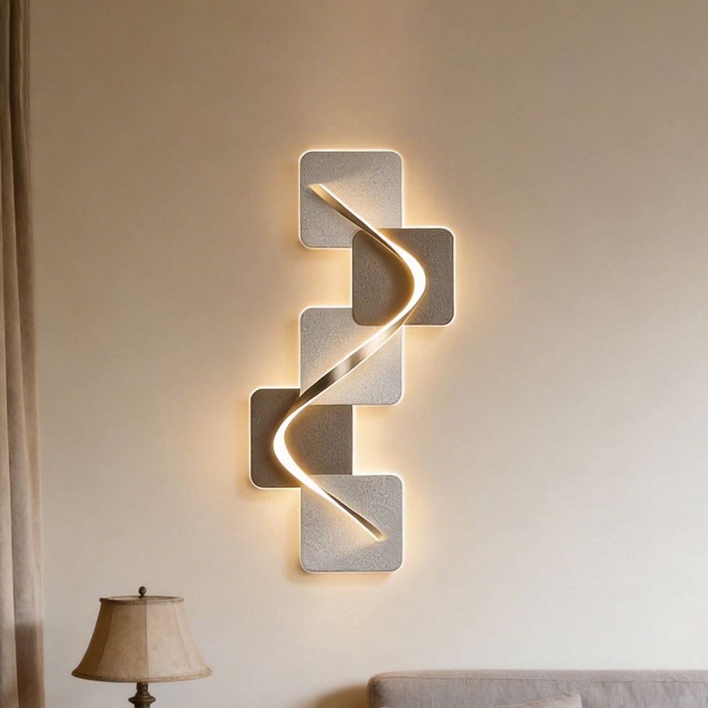 Geometric Wave Pattern LED Wall Sconce Light for Modern Living Room Decor