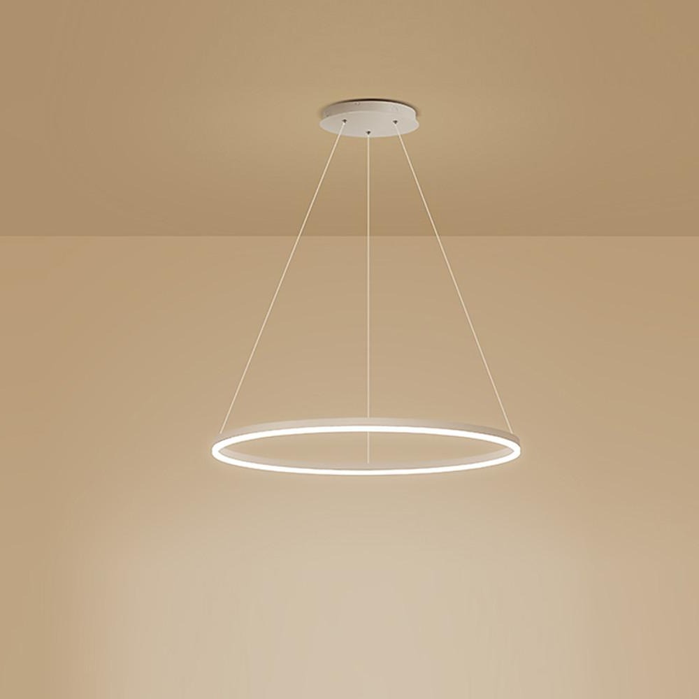 Sleek Black LED Ring Chandelier Fixture in Durable Aluminum for Modern Spaces
