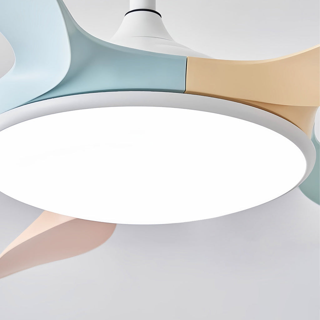 Contemporary White 5-Blade Ceiling Fan with LED Light for Home Office