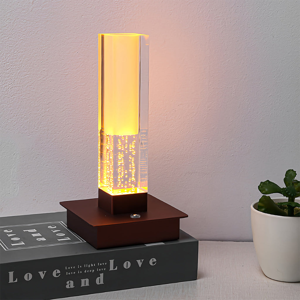 Cordless Modern Square Bubble LED Table Lamp for Bedroom Nightstand