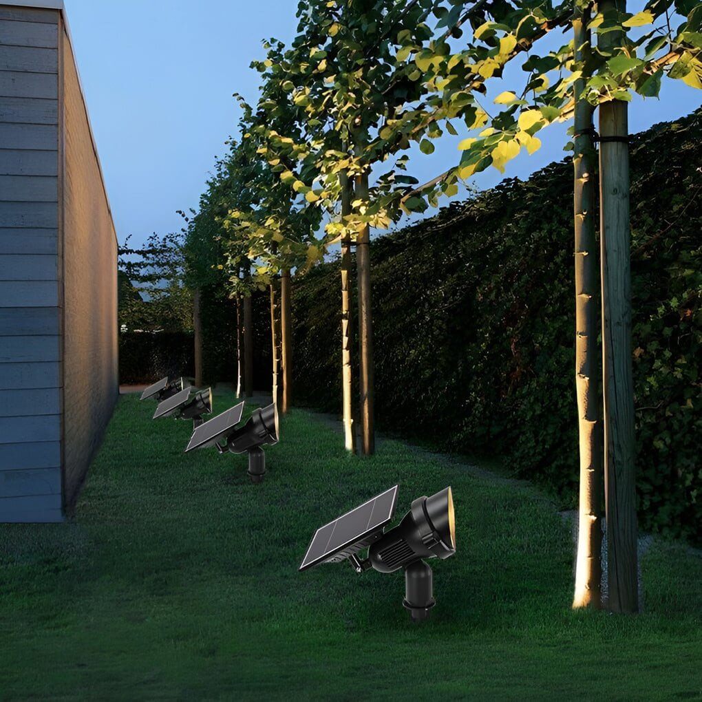 Adjustable Solar-Powered Outdoor Lawn Spotlights - Stylish Black Metal Design