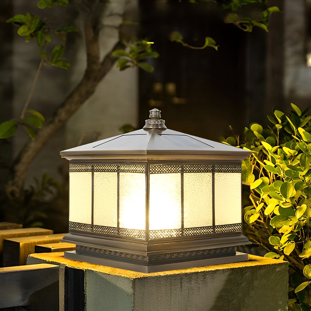 Vintage Copper Solar-Fueled Outdoor Gate Pillar Light for Fences