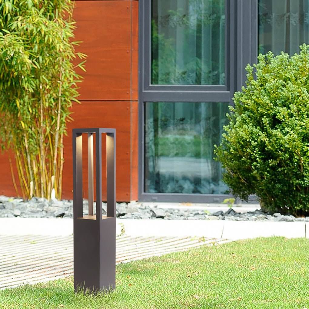 Modern Black LED Bollard Landscape Lights for Outdoor Pathway Illumination