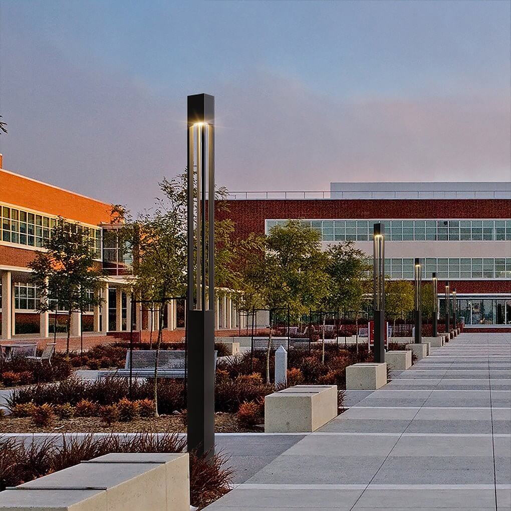 Modern Black LED Bollard Landscape Lights for Outdoor Pathway Illumination