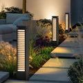 Sleek Black Stainless Steel LED Bollard Louvered Outdoor Path Light