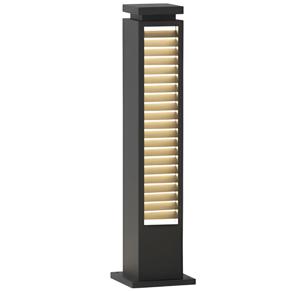 Sleek Black Stainless Steel LED Bollard Louvered Outdoor Path Light