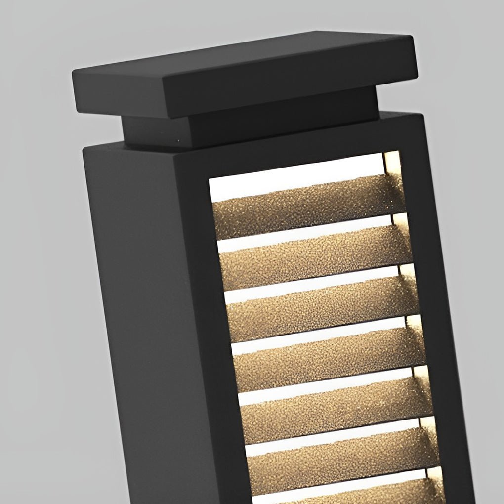 Sleek Black Stainless Steel LED Bollard Louvered Outdoor Path Light