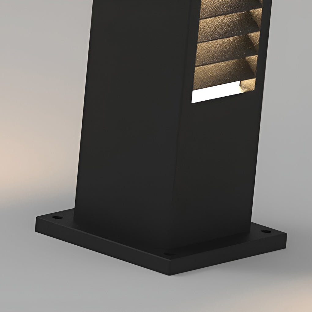 Sleek Black Stainless Steel LED Bollard Louvered Outdoor Path Light