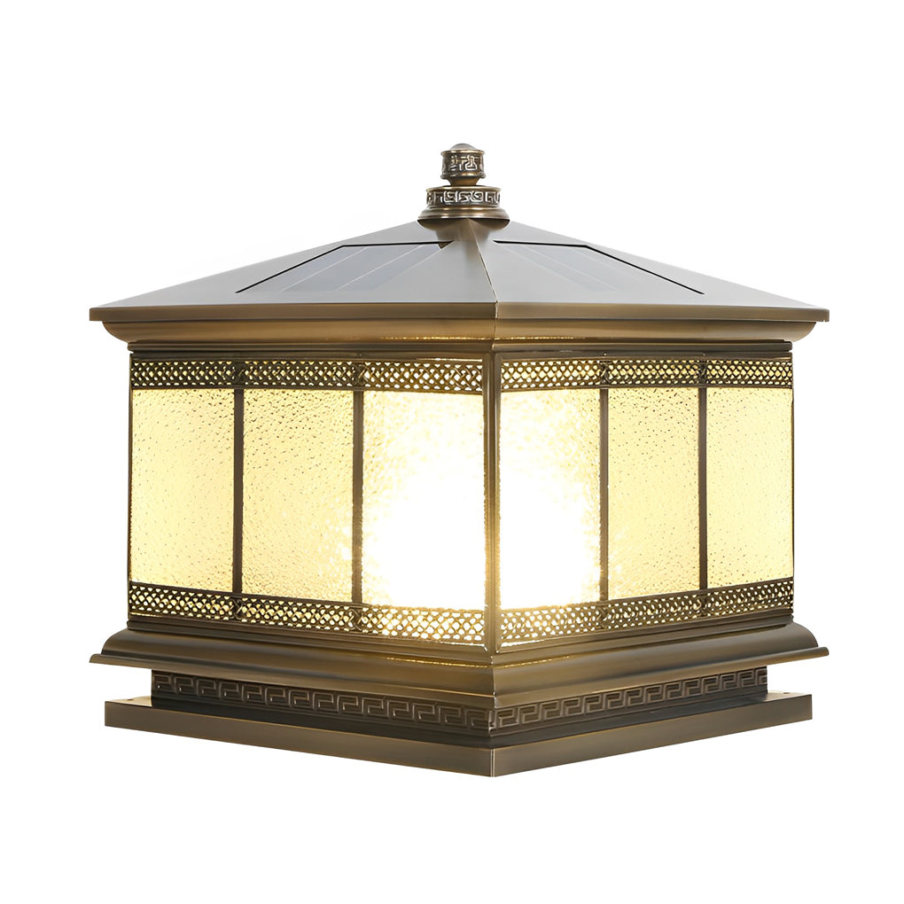 Vintage Copper Solar-Fueled Outdoor Gate Pillar Light for Fences