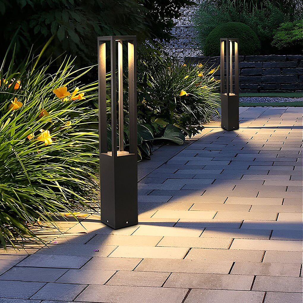 Stylish Black Aluminum LED Bollard Light for Outdoor Garden Pathways