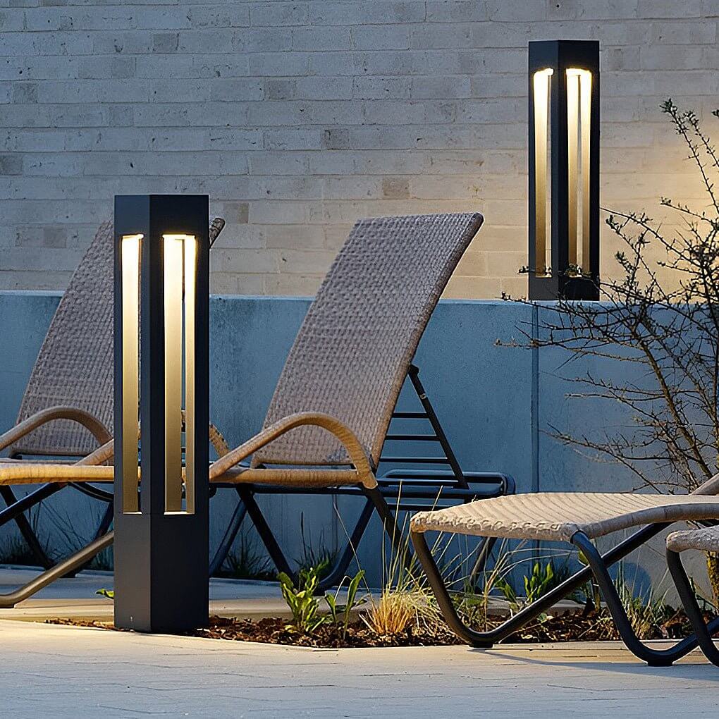 Modern Black Aluminum 7W LED Garden Bollard Lights for Outdoor Landscaping