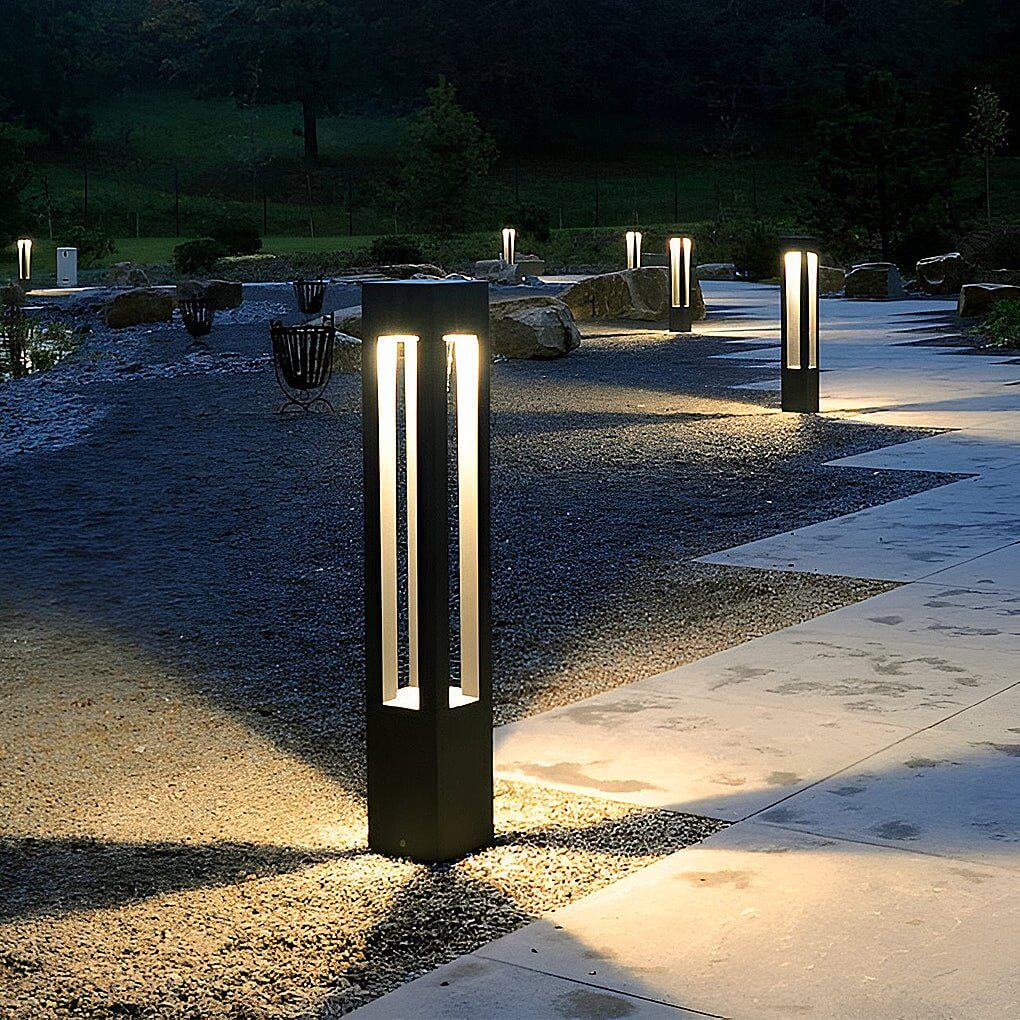 Stylish Black Aluminum LED Bollard Light for Outdoor Garden Pathways