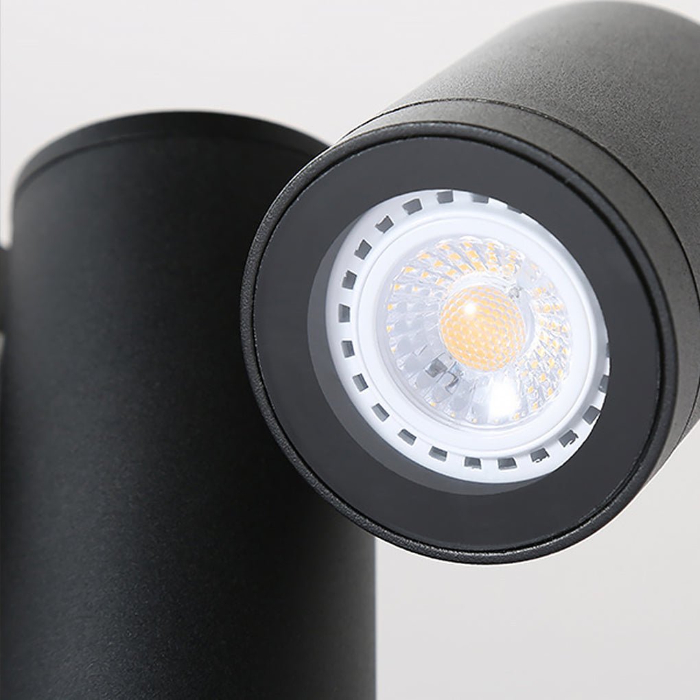 Rotatable Dual Head Black Outdoor Bollard Light for Lawn and Garden