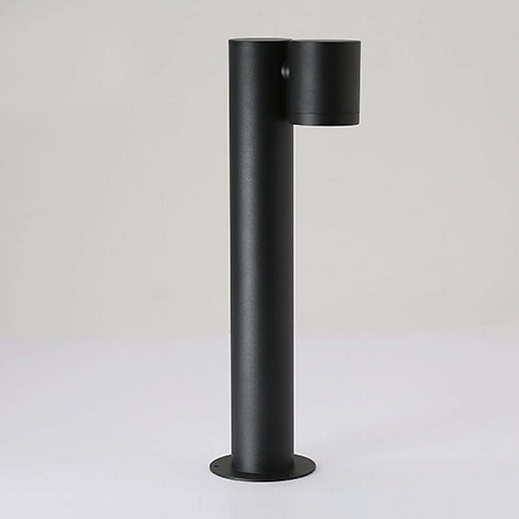 Rotatable Dual Head Black Outdoor Bollard Light for Lawn and Garden