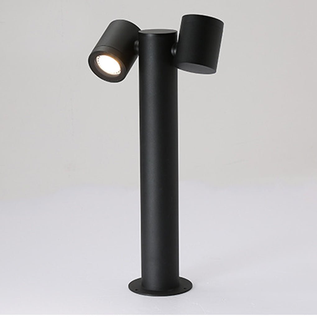 Rotatable Dual Head Black Outdoor Bollard Light for Lawn and Garden