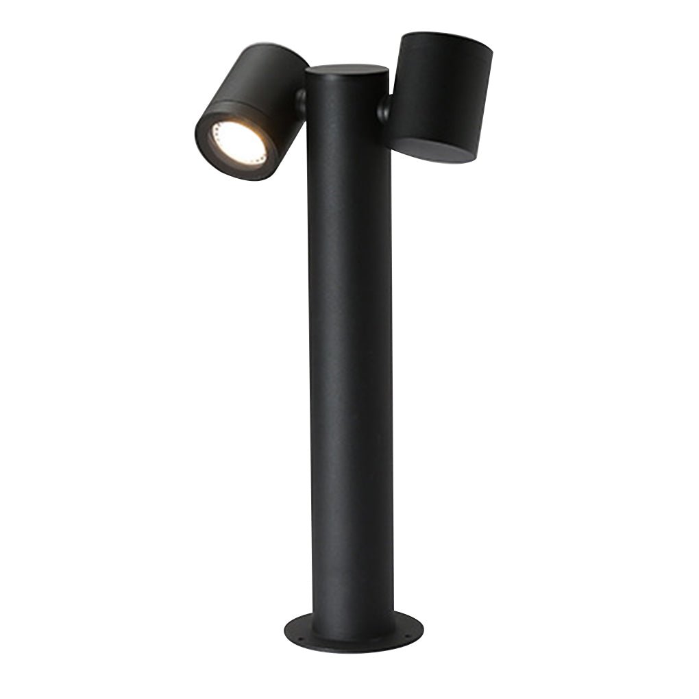 Rotatable Dual Head Black Outdoor Bollard Light for Lawn and Garden
