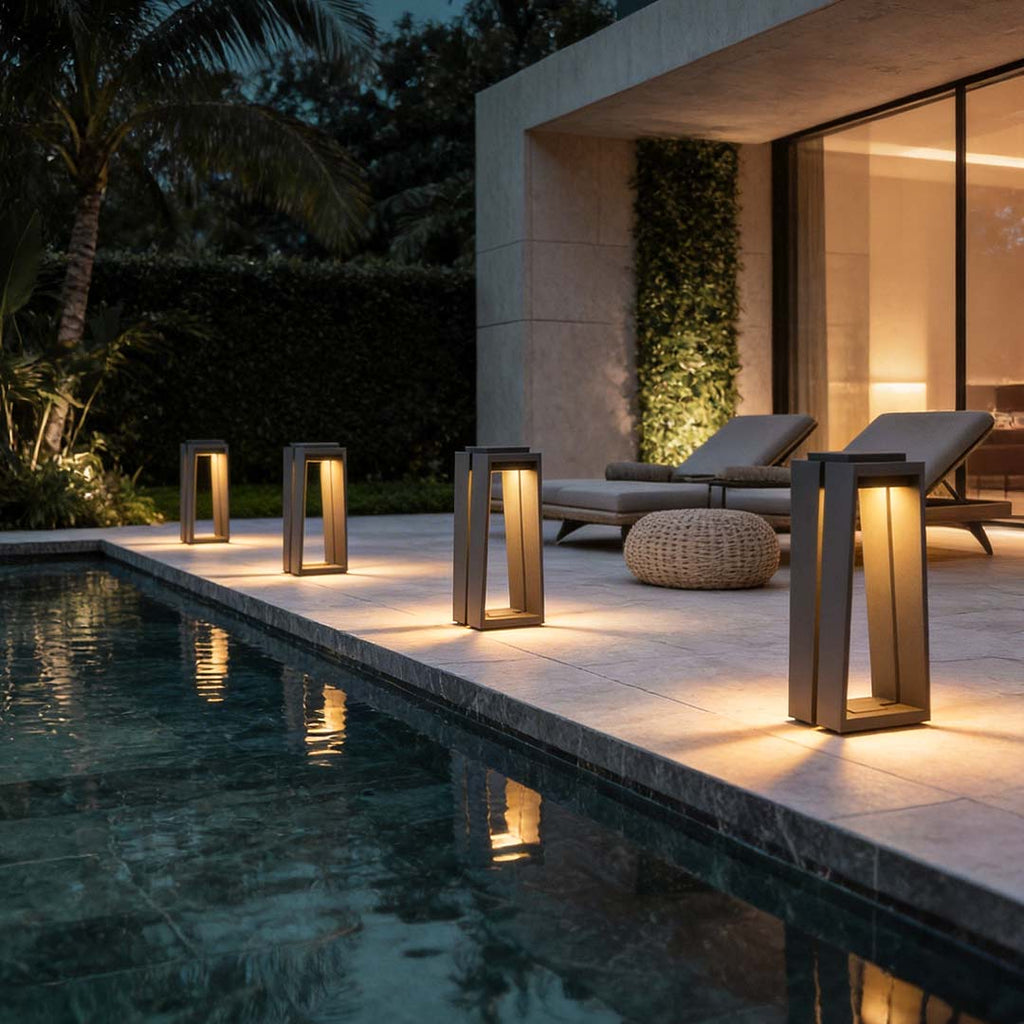 Sleek Black Waterproof Solar Trapezoid LED Deck Lights for Outdoor Spaces