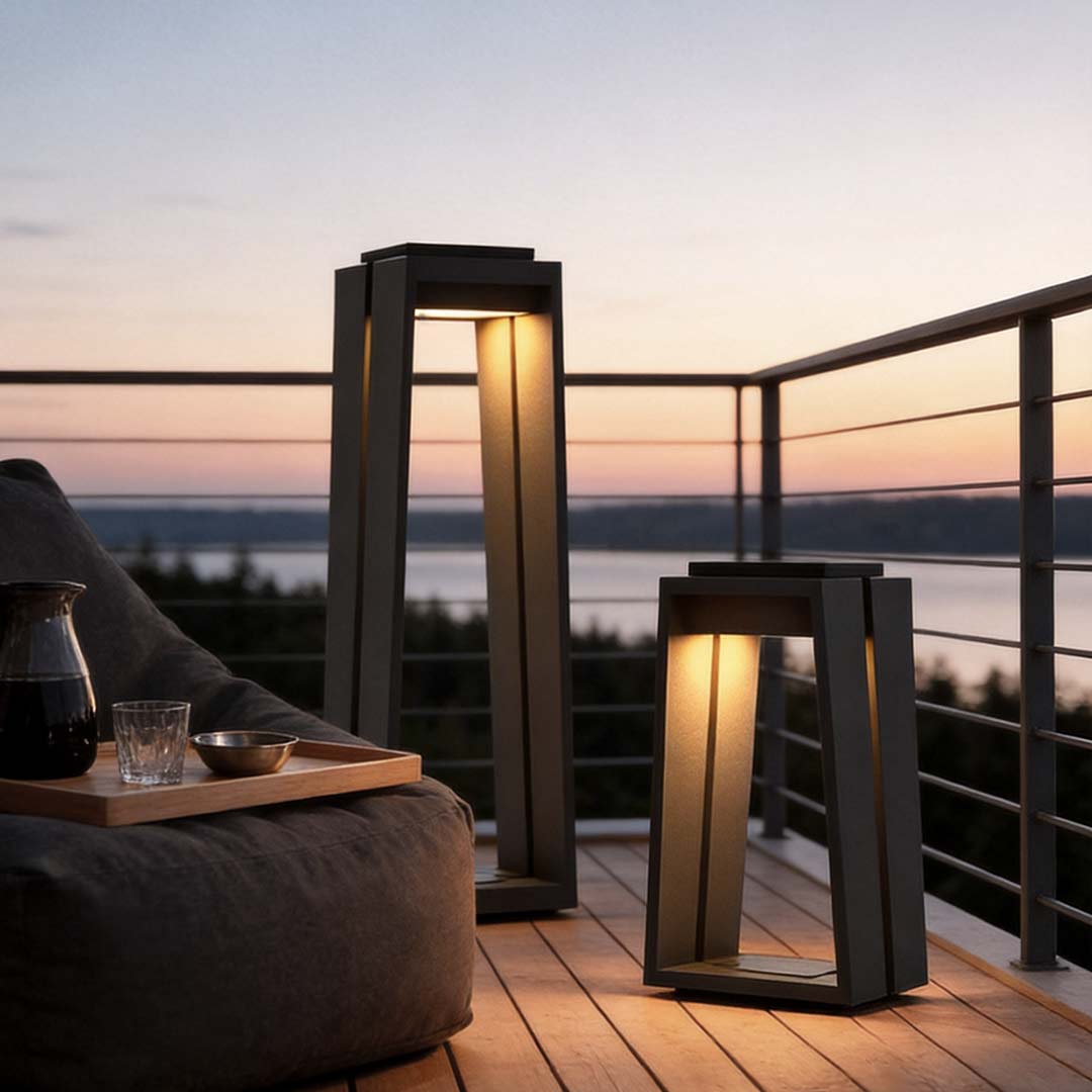 Sleek Black Waterproof Solar Trapezoid LED Deck Lights for Outdoor Spaces