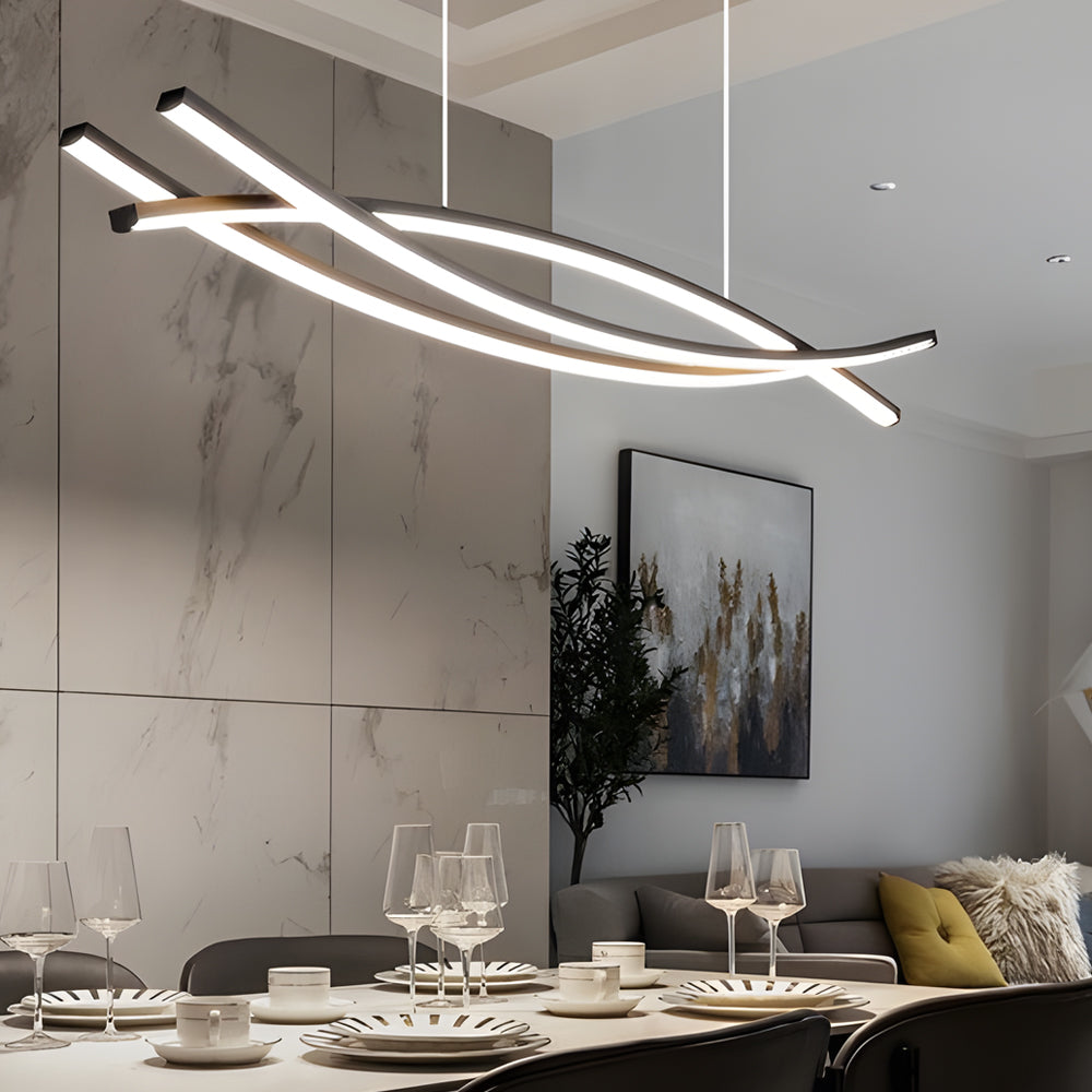 Contemporary Aluminum Wave LED Ceiling Light for Living Room or Hallway