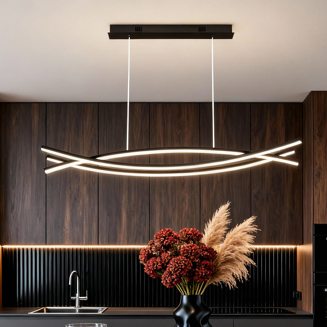 Contemporary Aluminum Wave LED Ceiling Light for Living Room or Hallway