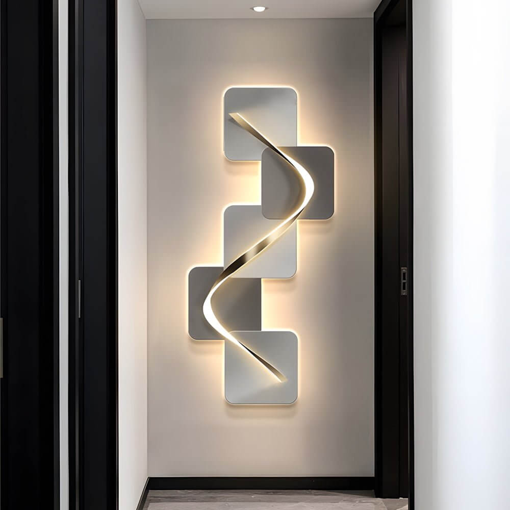 Geometric Wave Pattern LED Wall Sconce Light for Modern Living Room Decor