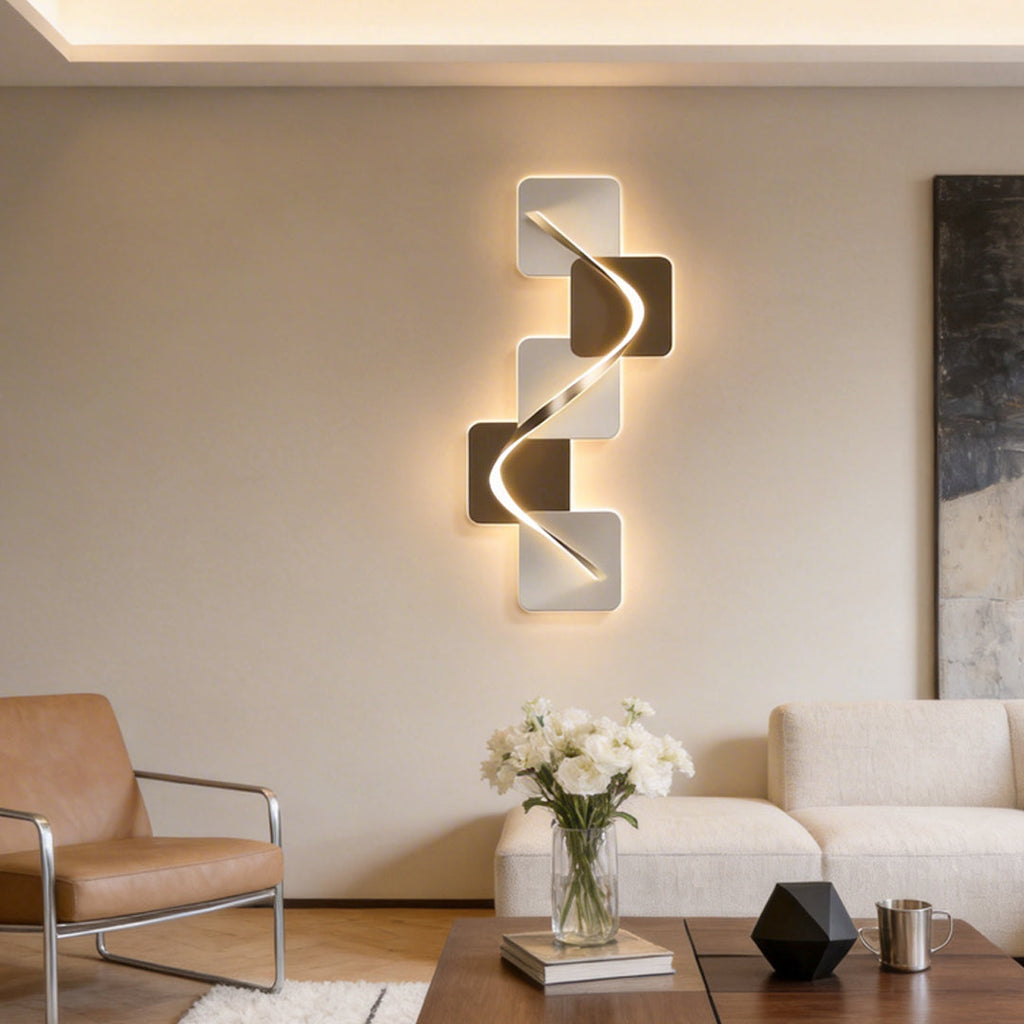 Geometric Wave Pattern LED Wall Sconce Light for Modern Living Room Decor