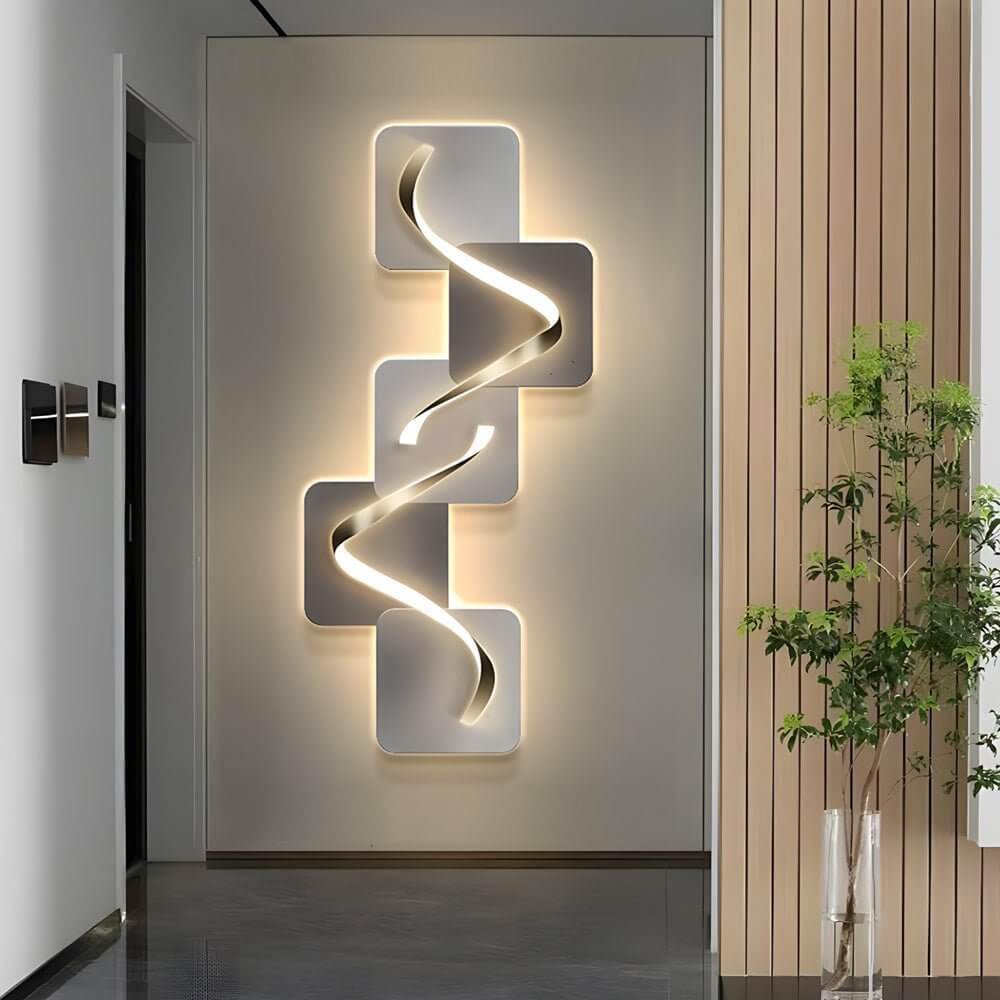 Geometric Wave Pattern LED Wall Sconce Light for Modern Living Room Decor