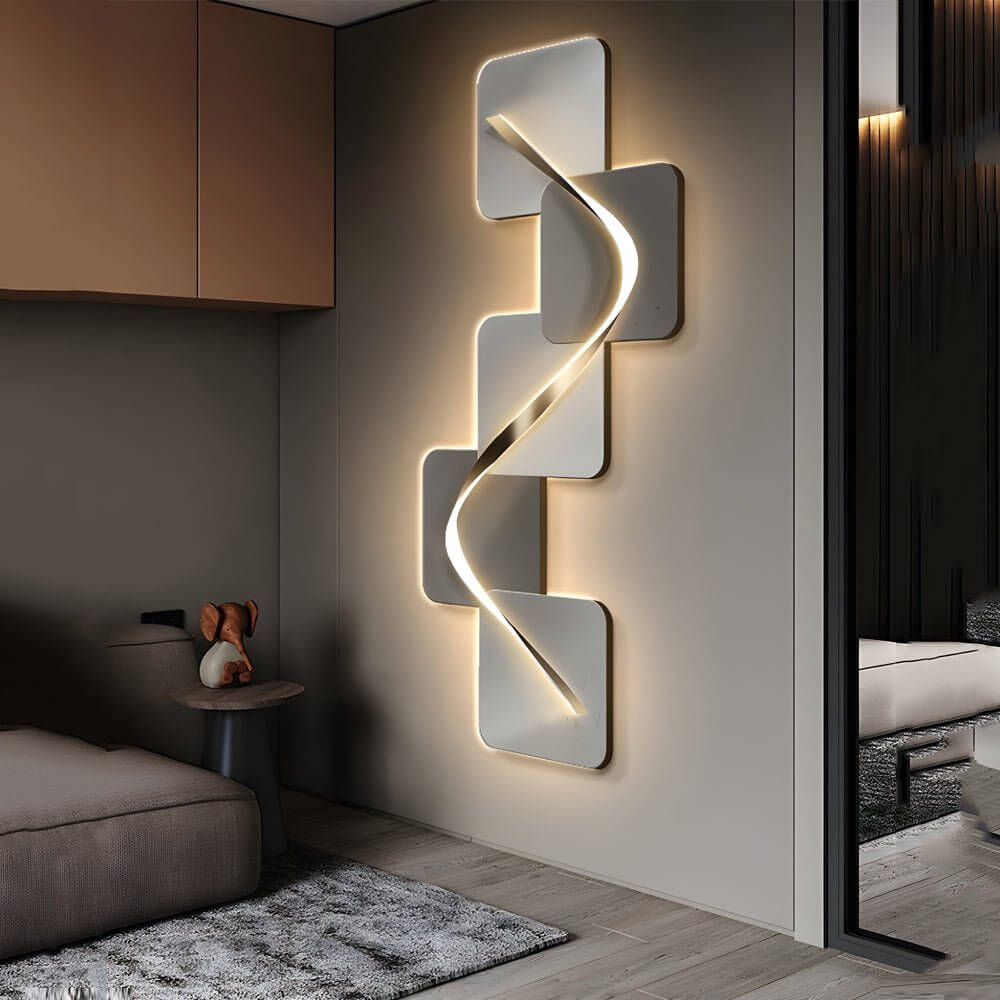 Geometric Wave Pattern LED Wall Sconce Light for Modern Living Room Decor