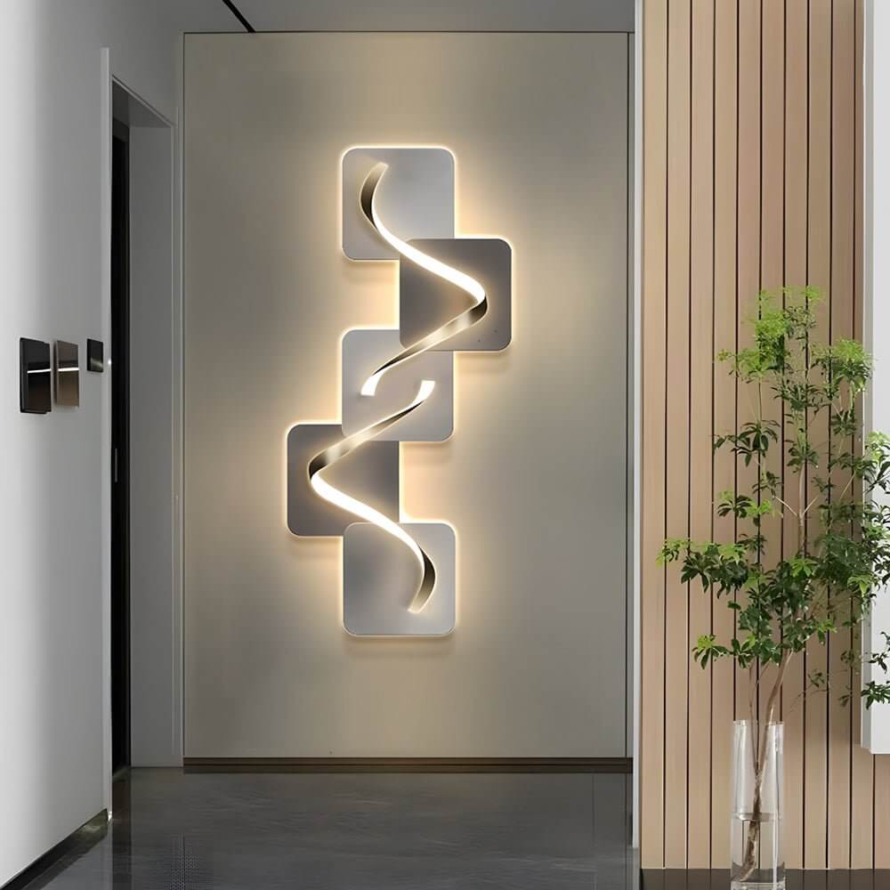 Geometric Wave Pattern LED Wall Sconce Light for Modern Living Room Decor