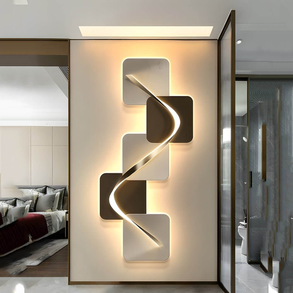 Geometric Wave Pattern LED Wall Sconce Light for Modern Living Room Decor