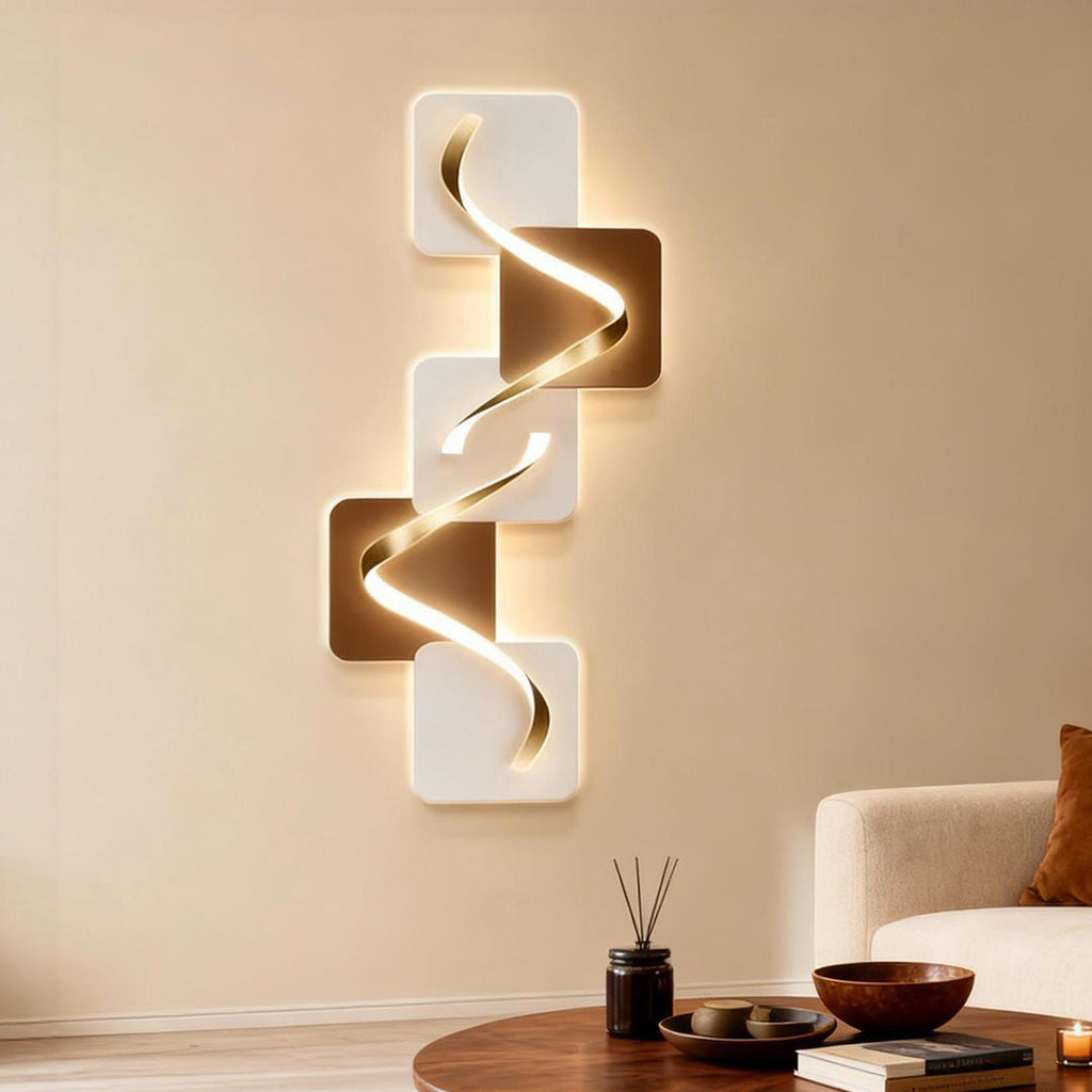 Geometric Wave Pattern LED Wall Sconce Light for Modern Living Room Decor