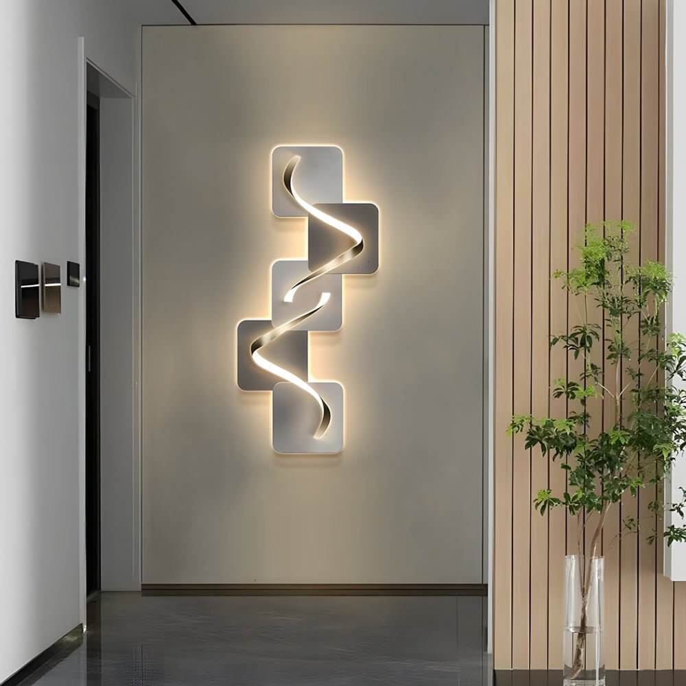 Geometric Wave Pattern LED Wall Sconce Light for Modern Living Room Decor