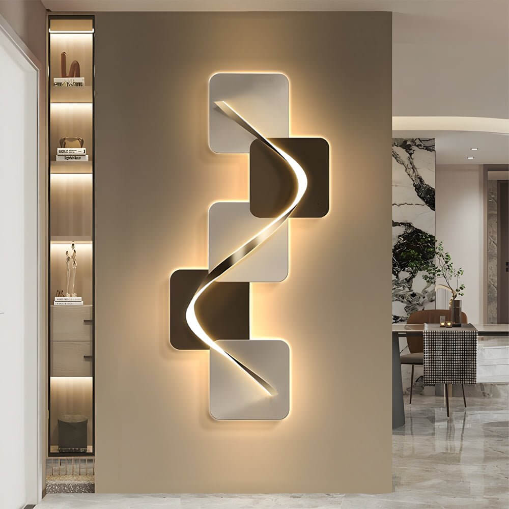 Geometric Wave Pattern LED Wall Sconce Light for Modern Living Room Decor