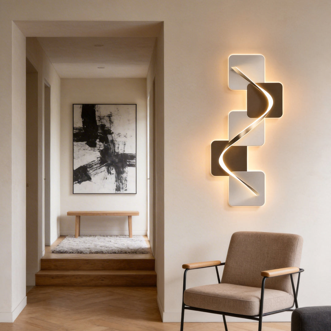 Geometric Wave Pattern LED Wall Sconce Light for Modern Living Room Decor