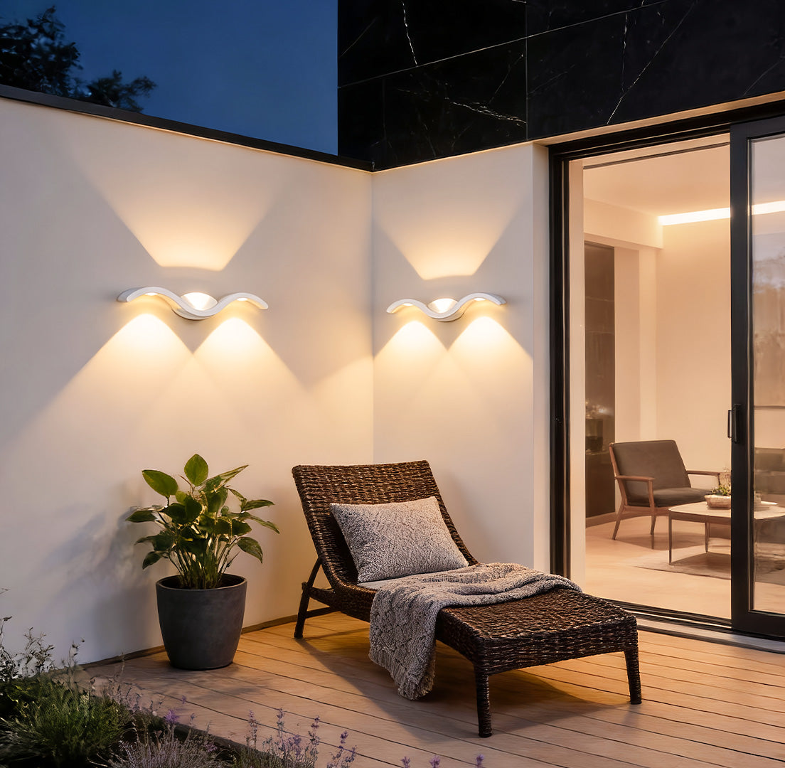 Contemporary Black Outdoor LED Wall Sconce Light for Patio or Garden