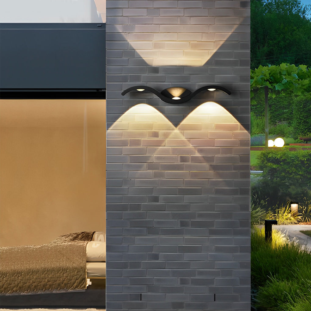 Contemporary Black Outdoor LED Wall Sconce Light for Patio or Garden